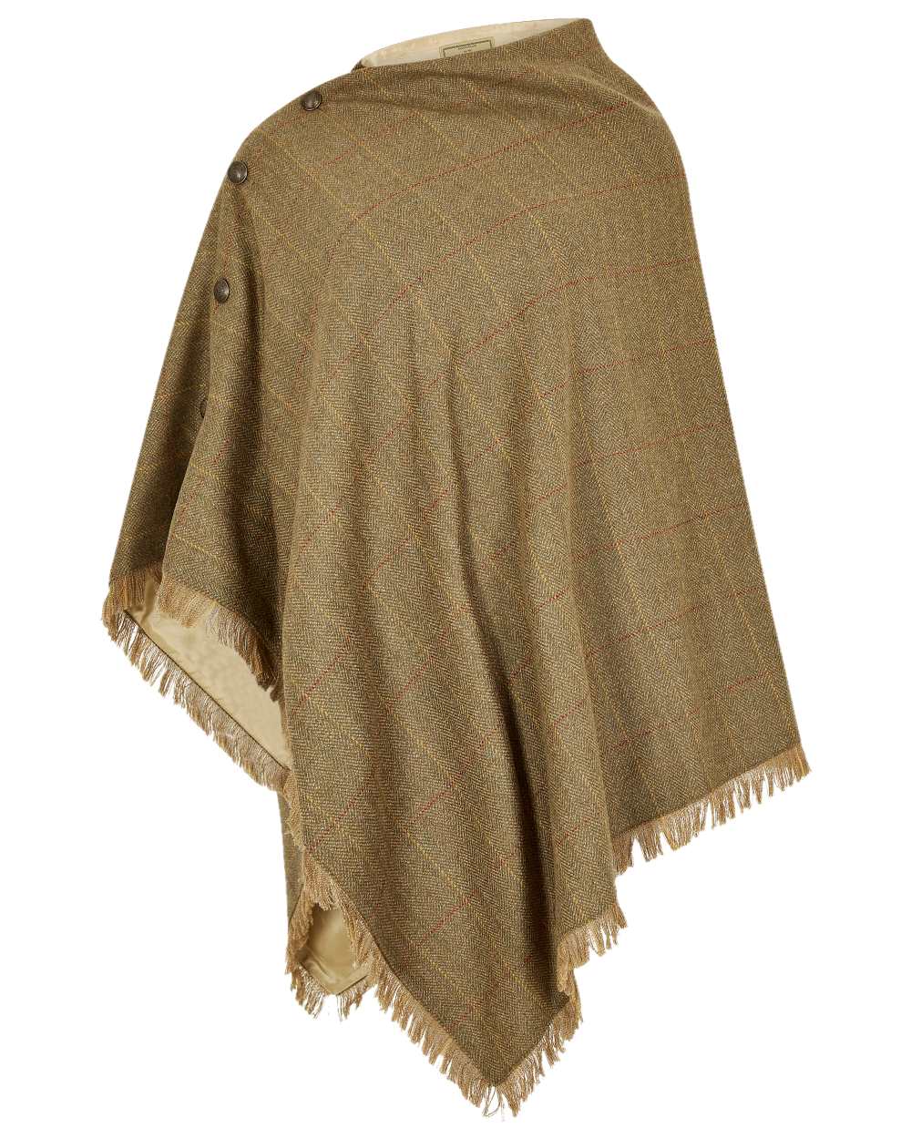 Elm Coloured Dubarry Hazelwood Tweed Poncho on white background 