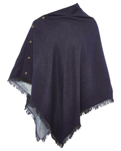 Navy Coloured Dubarry Hazelwood Tweed Poncho on white background 