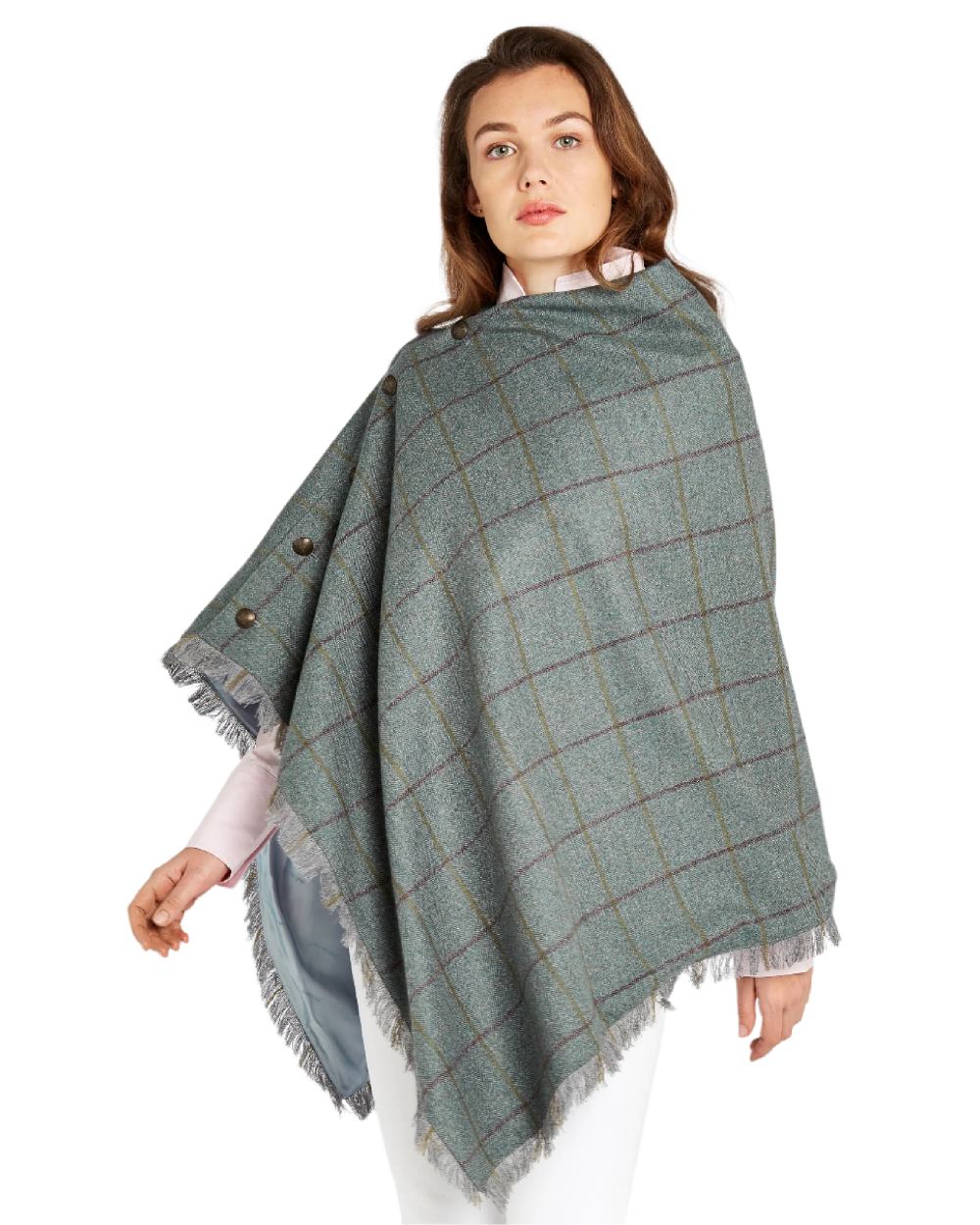 Sorrel Coloured Dubarry Hazelwood Tweed Poncho on white background 