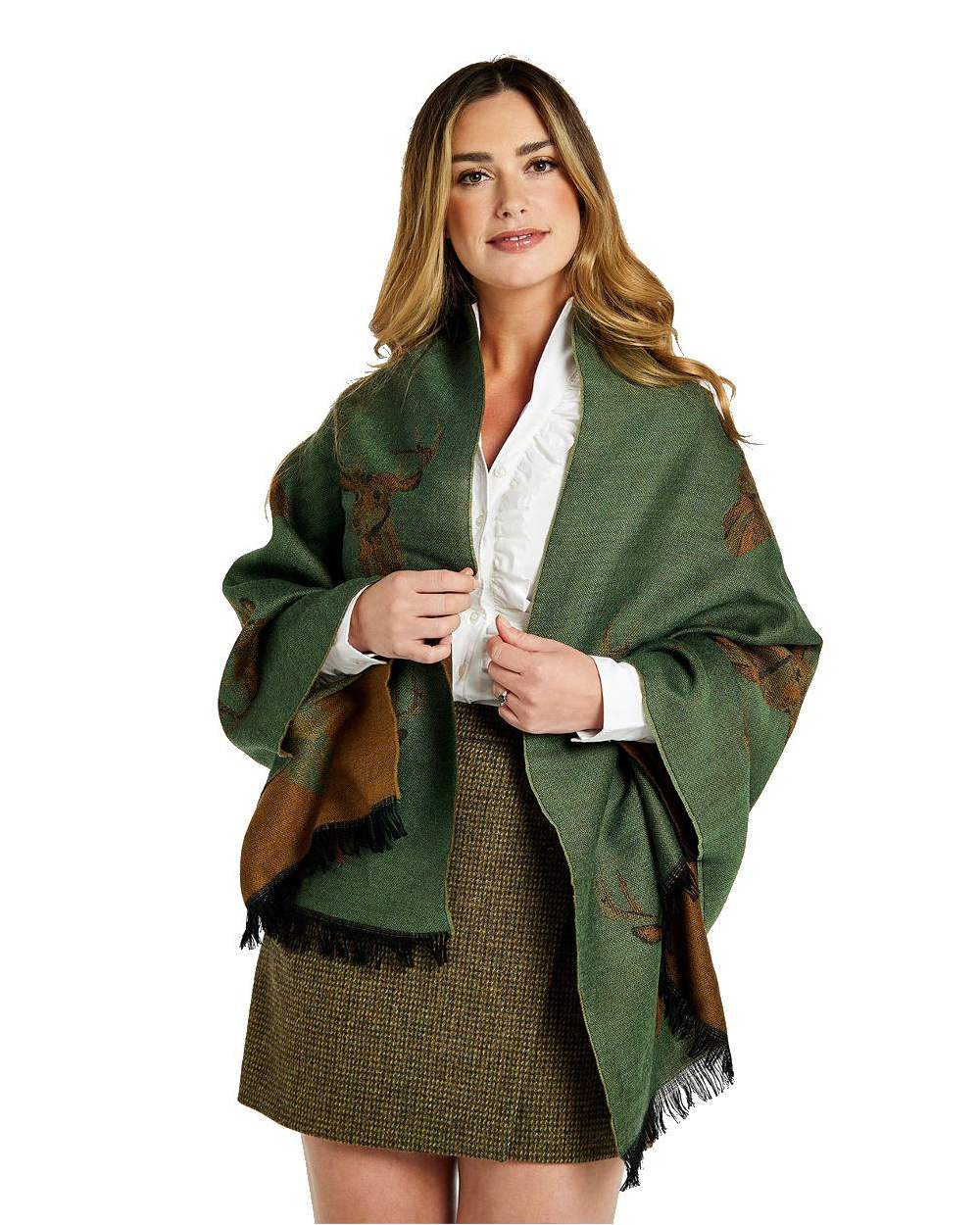 Dusky Green coloured Dubarry Heatherbell Stole on white background 