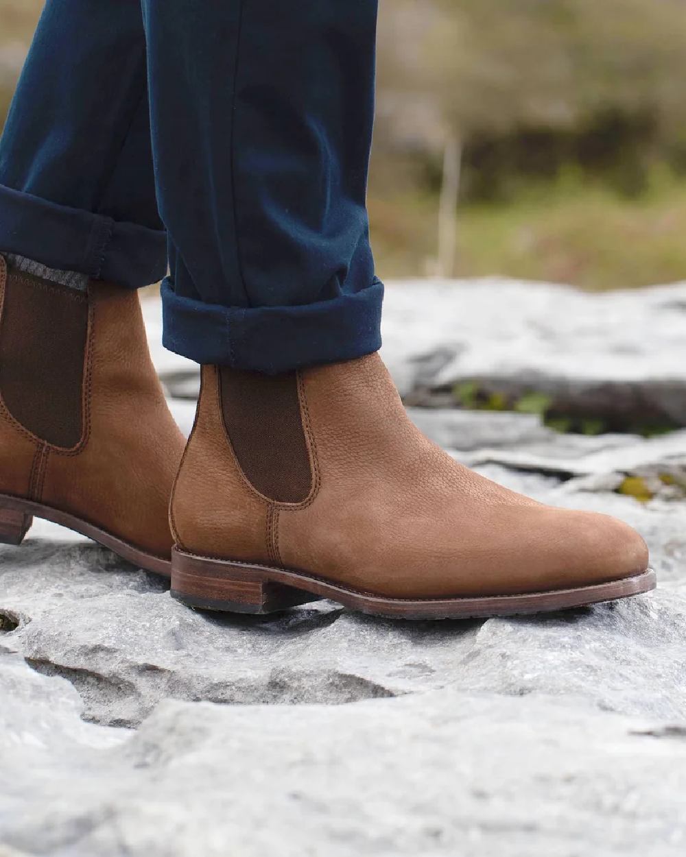 Walnut coloured Dubarry Kerry Leather Soled Boots on white background 