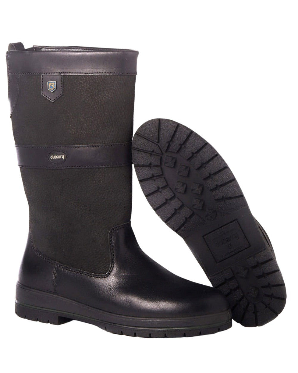 Black coloured Dubarry Kildare Country Boots on white background 