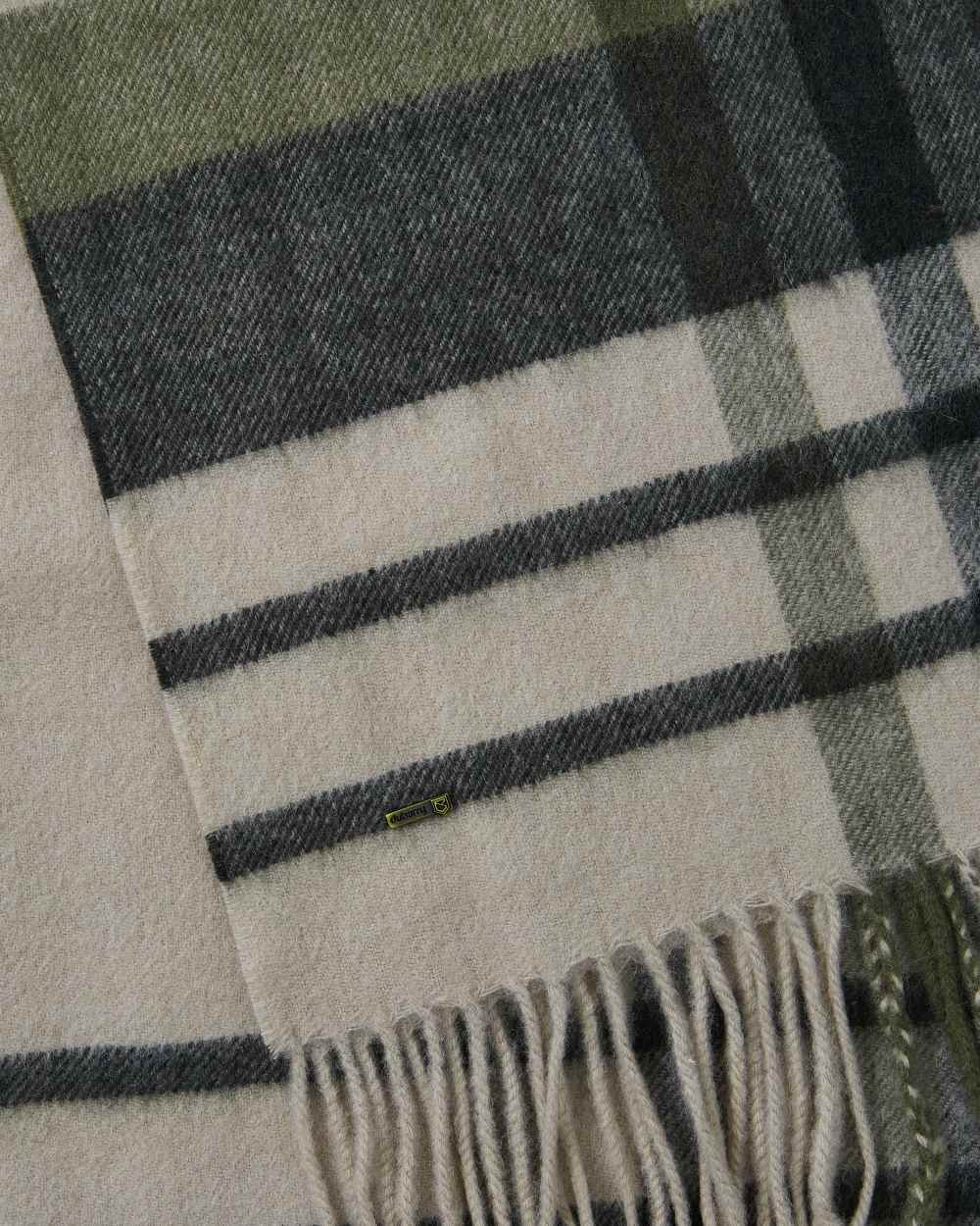 Olive coloured Dubarry Kildavin Wool Scarf on white background 