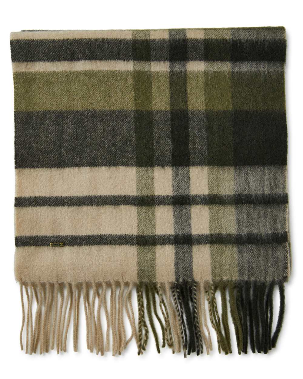 Olive coloured Dubarry Kildavin Wool Scarf on white background 