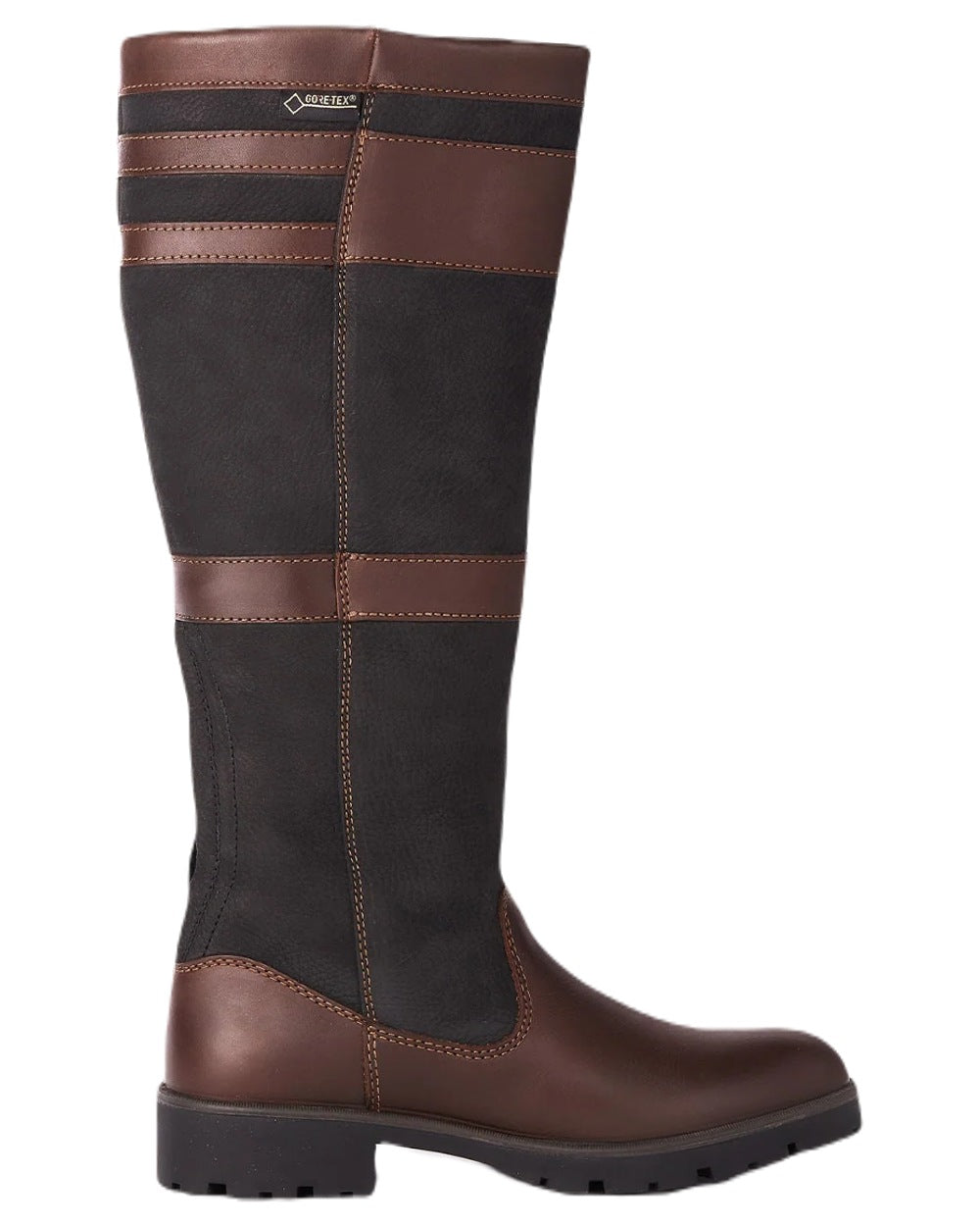 Black Brown coloured Dubarry Longford Country Boots on white background 