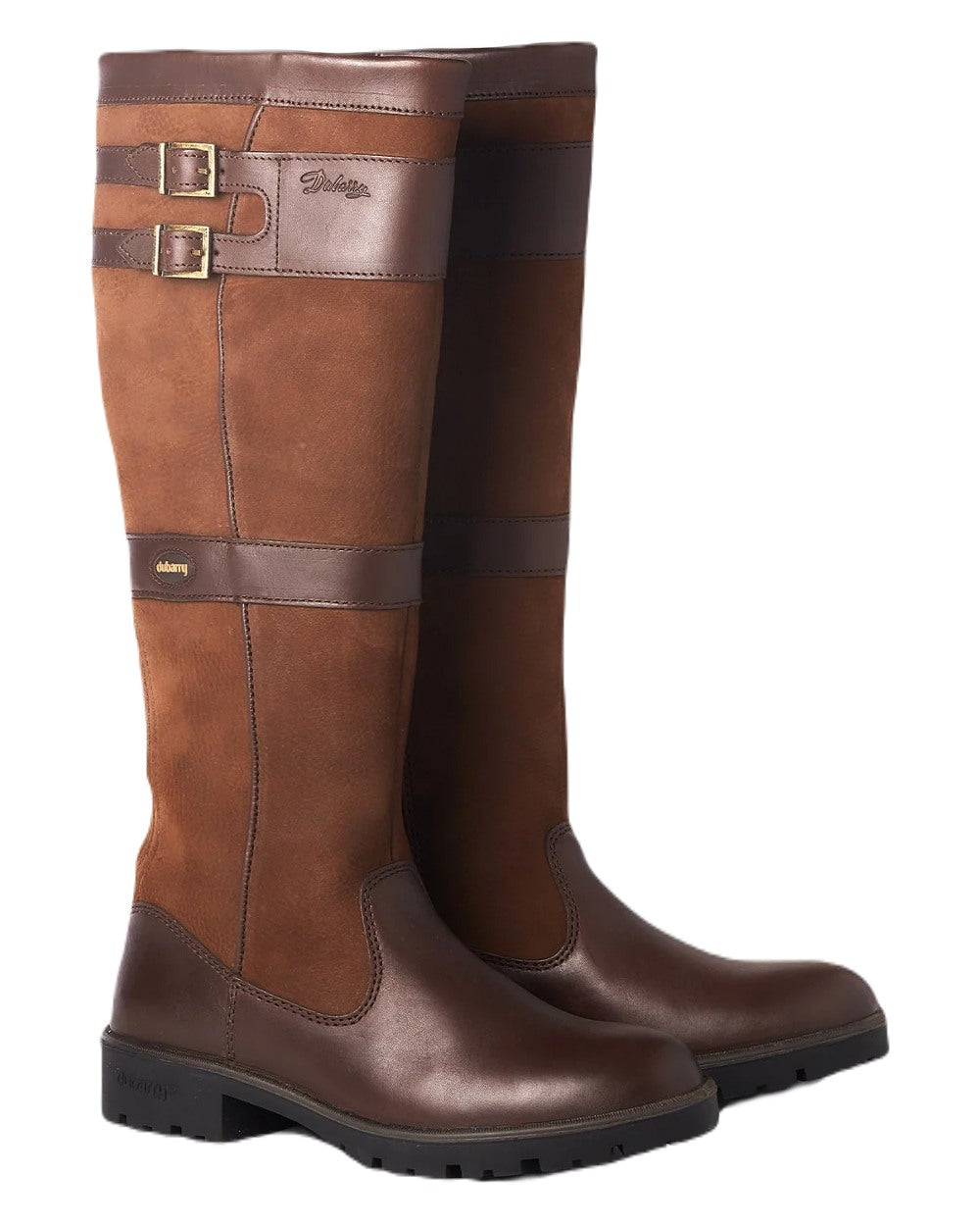 Walnut coloured Dubarry Longford Country Boots on white background 