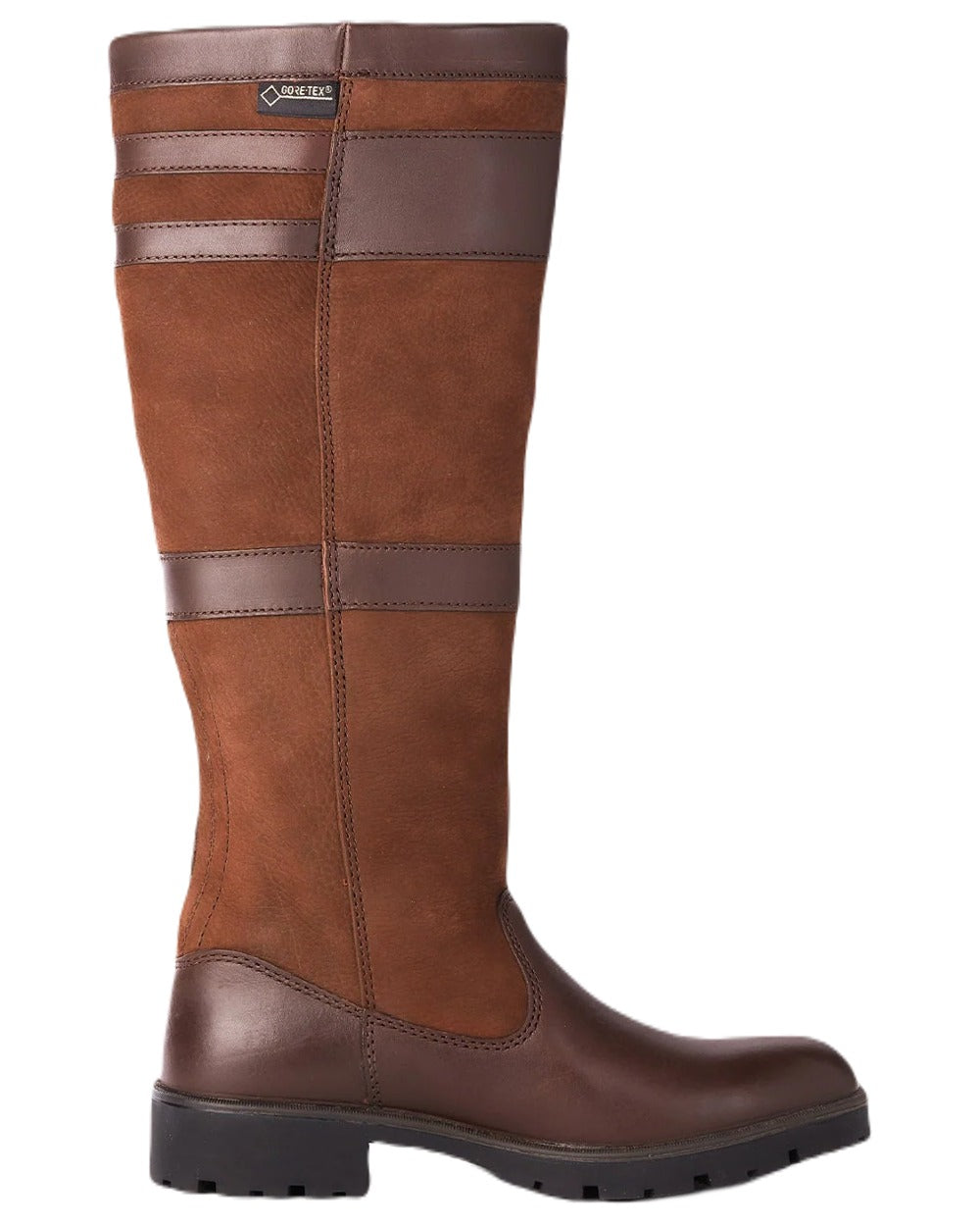 Walnut coloured Dubarry Longford Country Boots on white background 