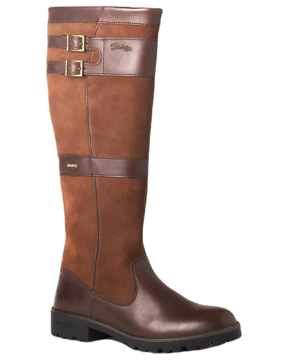 Walnut coloured Dubarry Longford Country Boots on white background 