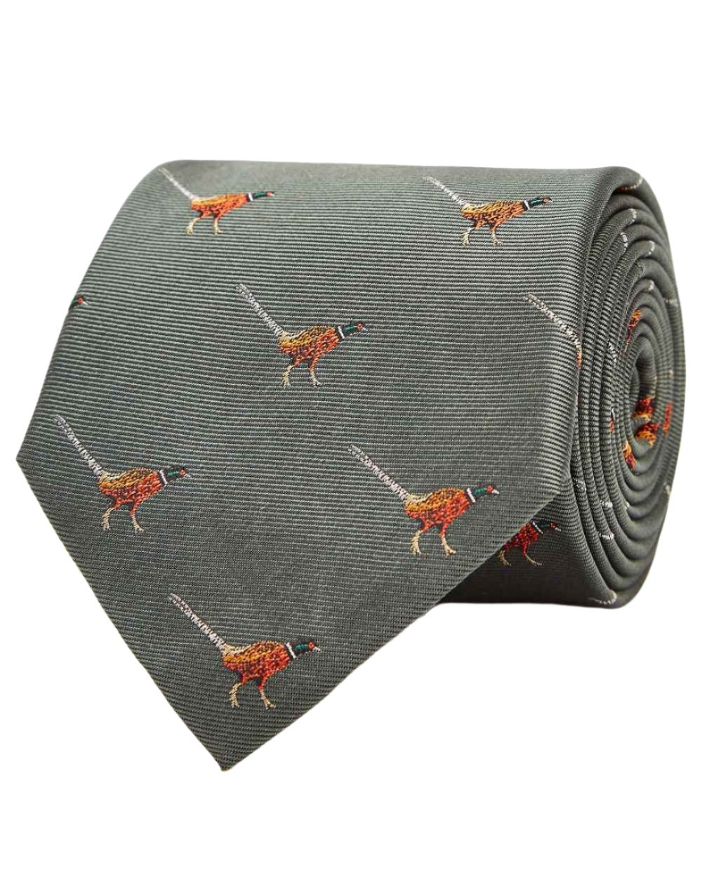 Olive coloured Dubarry Madden Mens Silk Tie on white background 