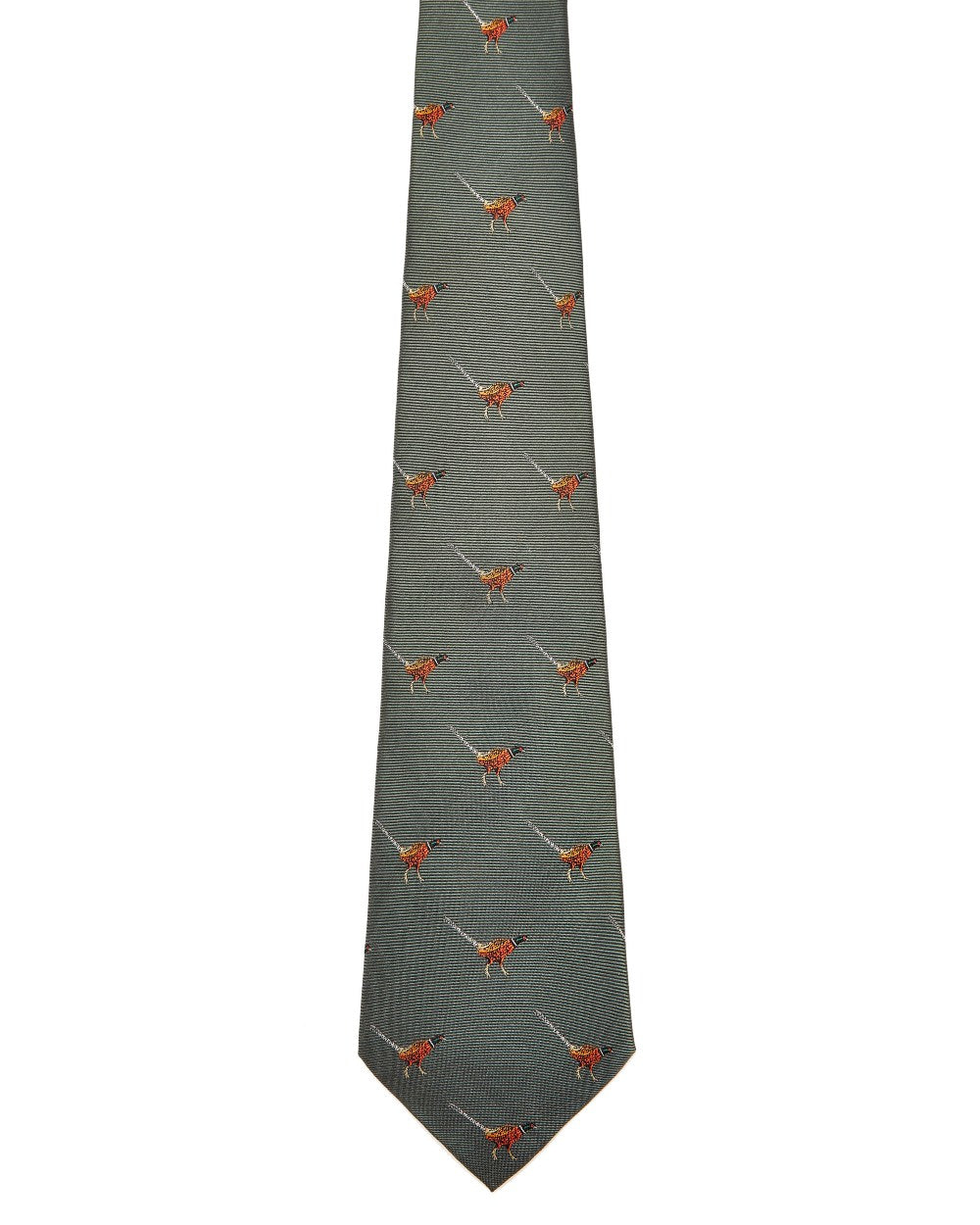 Olive coloured Dubarry Madden Mens Silk Tie on white background 