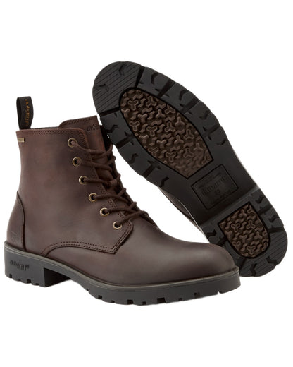 Old Rum Coloured Dubarry Mens Ballywater Lace Up Country Boots on white background 