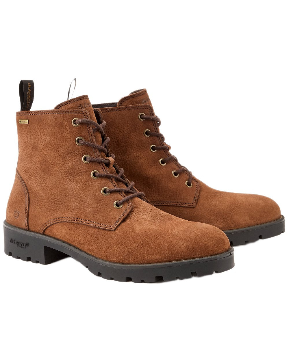 Walnut Coloured Dubarry Mens Ballywater Lace Up Country Boots on white background 