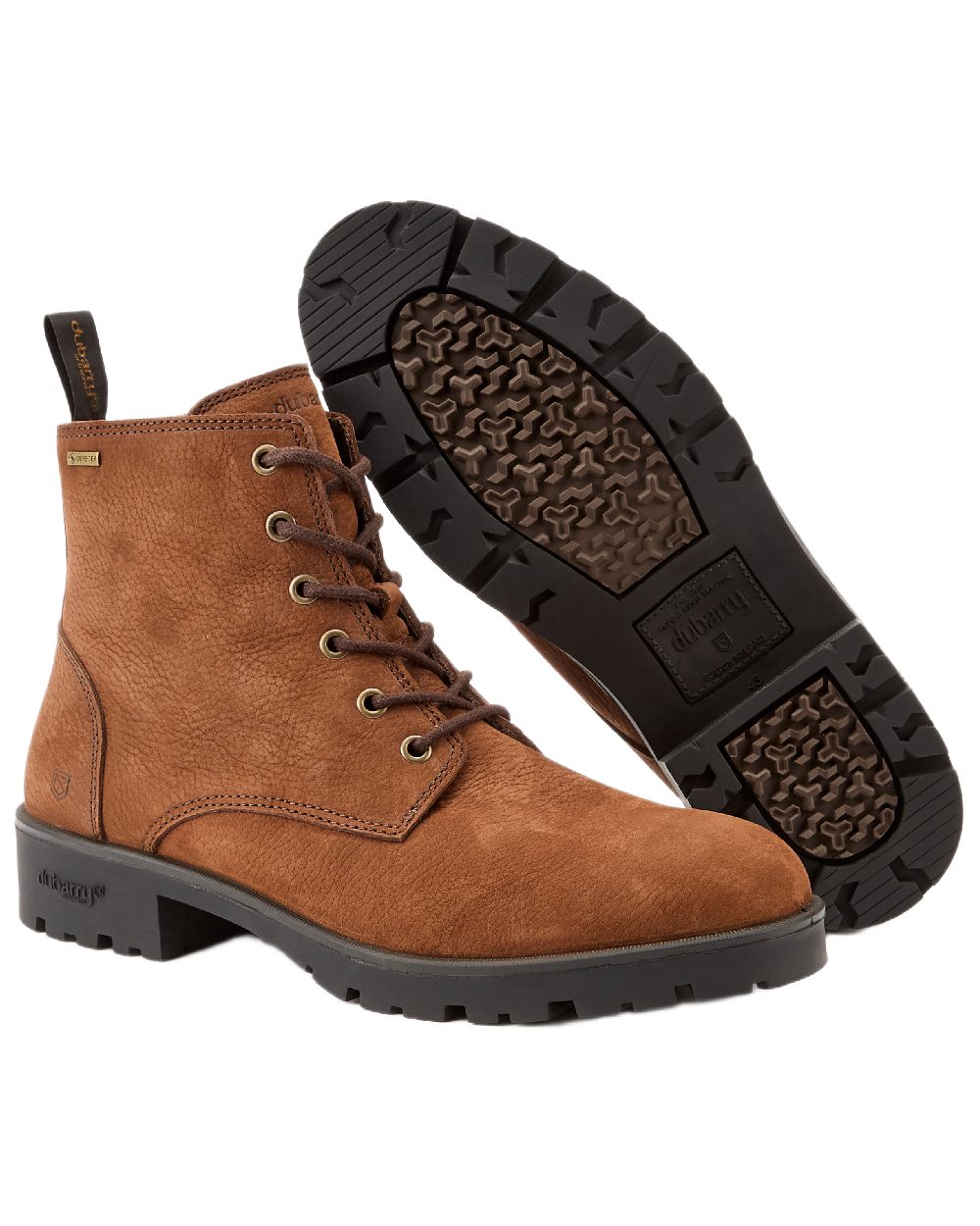 Walnut Coloured Dubarry Mens Ballywater Lace Up Country Boots on white background 