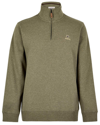 Kelp coloured Dubarry Mens Boyce Zip Neck Sweater on white background 