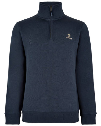 Navy coloured Dubarry Mens Boyce Zip Neck Sweater on white background 