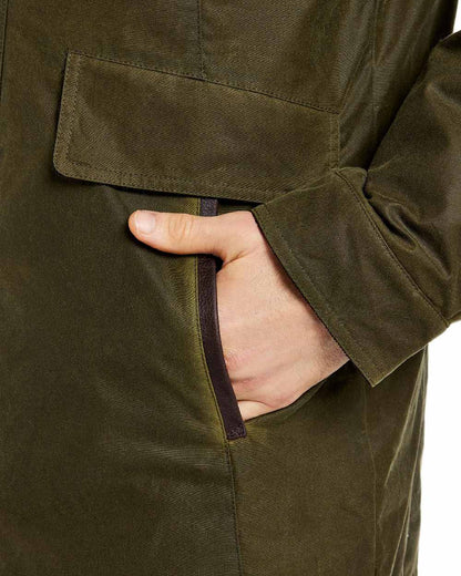 Fennel Coloured Dubarry Mens Chalkhill Wax Jacket on white background 