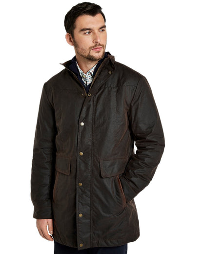 Java Coloured Dubarry Mens Chalkhill Wax Jacket on white background 