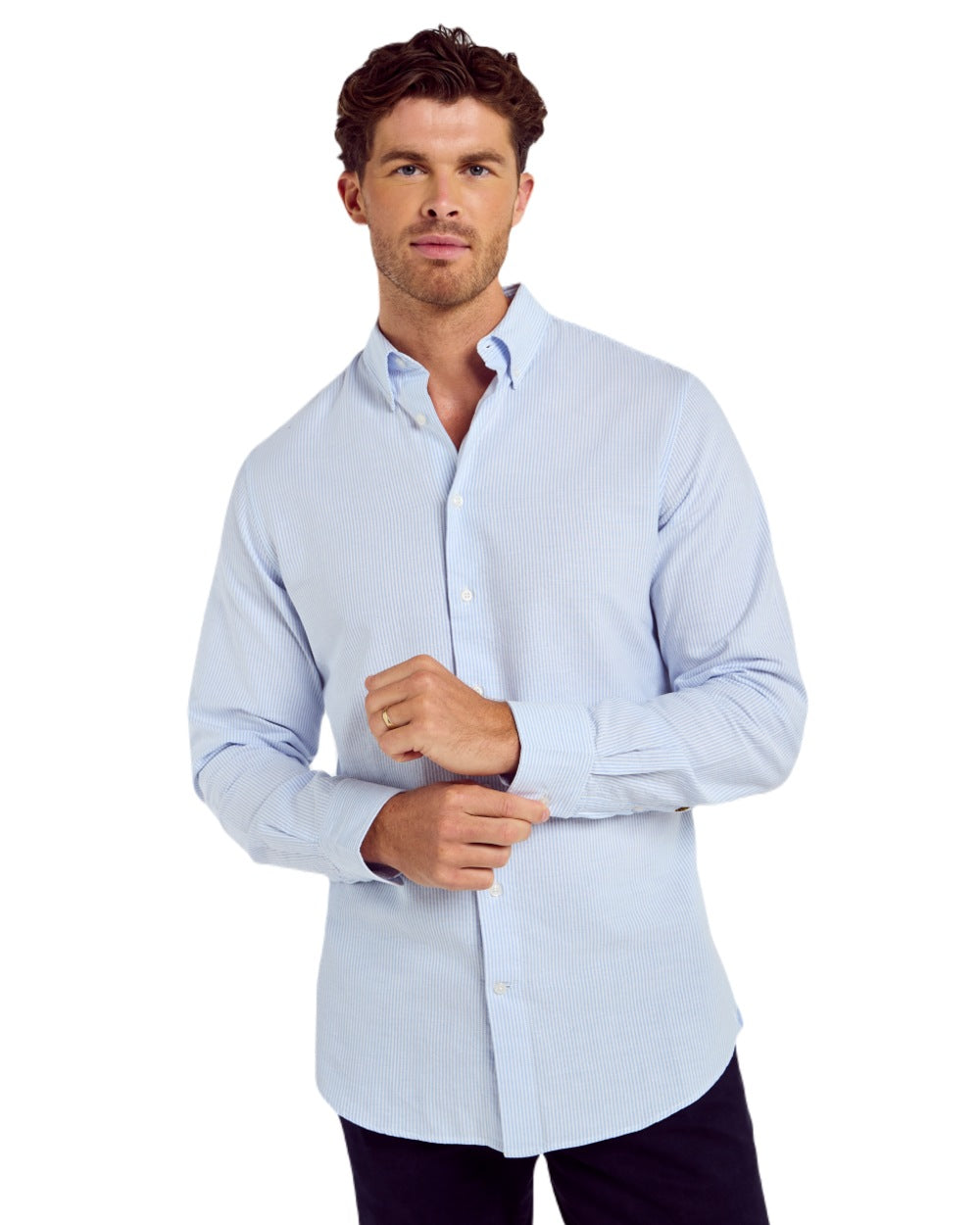 Blue Multi coloured Dubarry Mens Clontarf Oxford Shirt on white background 