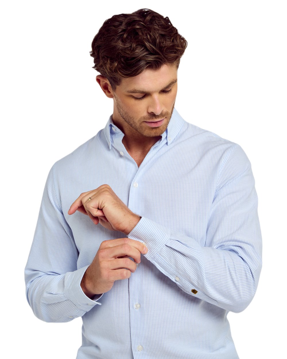 Blue Multi coloured Dubarry Mens Clontarf Oxford Shirt on white background 