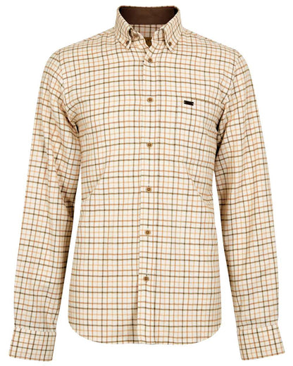Ochre coloured Dubarry Mens Corrib Tattersall Check Shirt on white background 