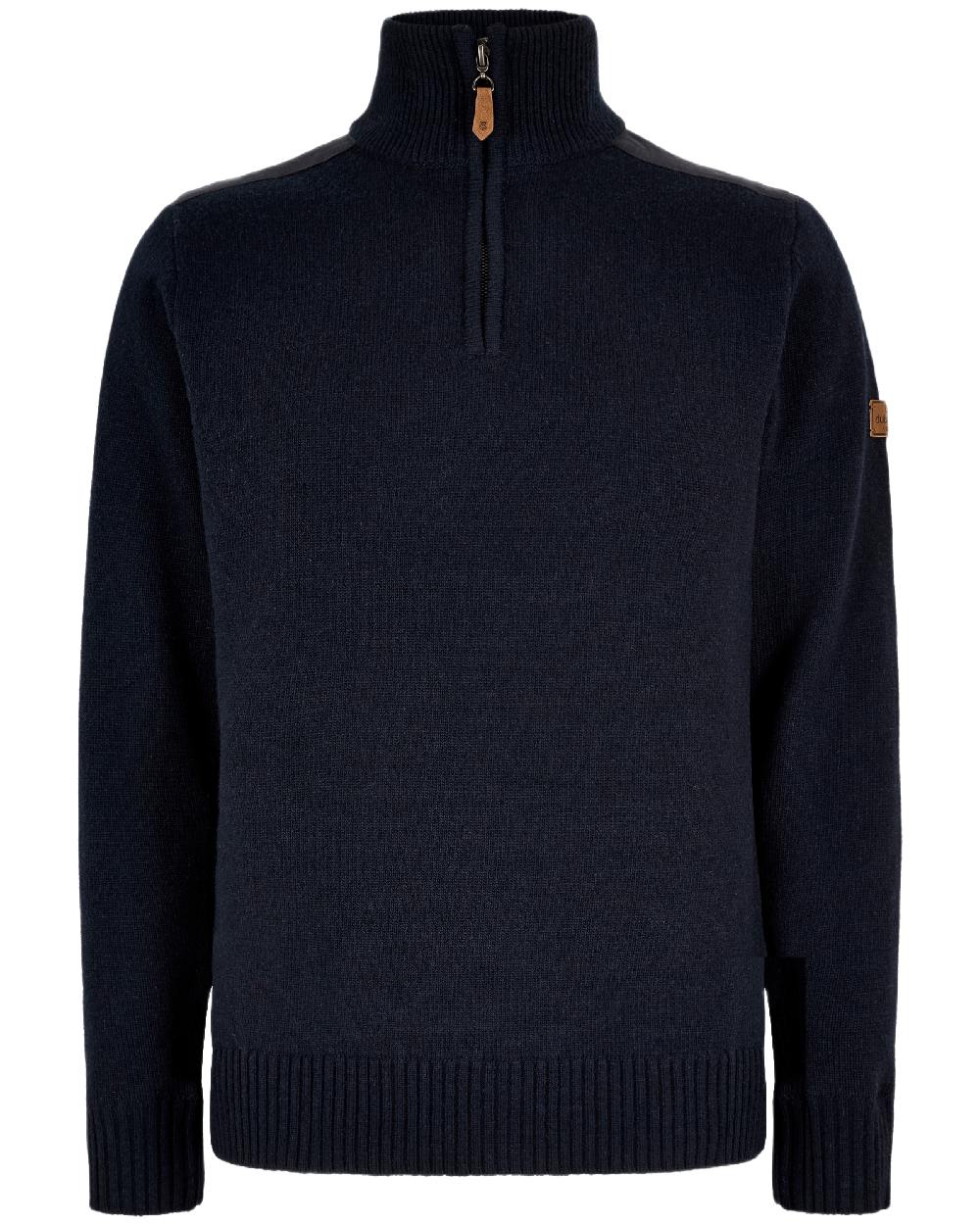 Navy Coloured Dubarry Mens Doherty Zip Neck Sweater on white background 