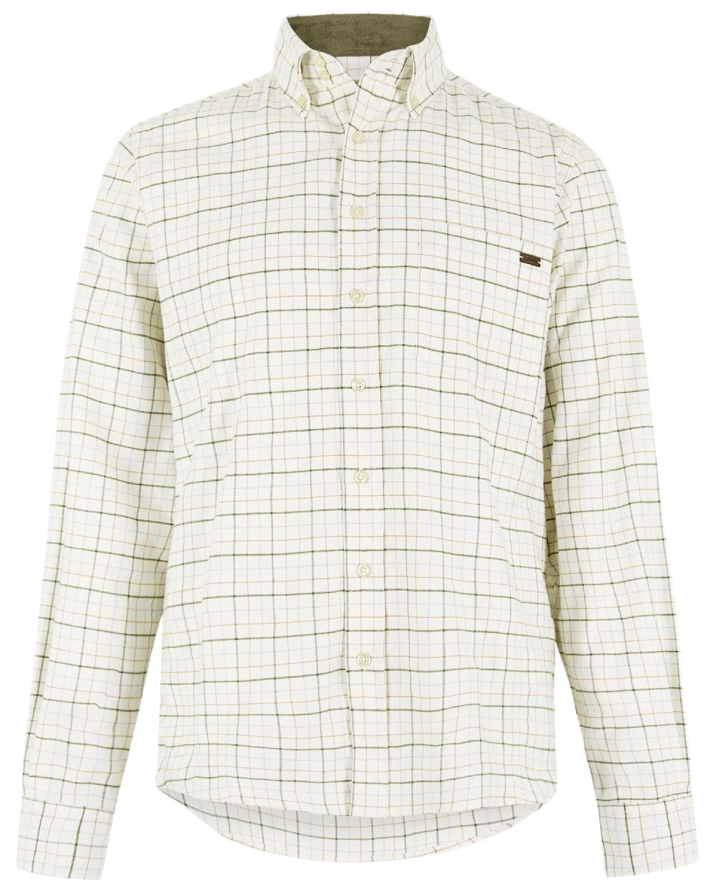 Dusky Green Coloured Dubarry Mens Drumcar Tattersall Check Shirt on white background 