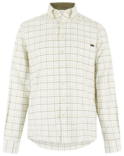 Dusky Green Coloured Dubarry Mens Drumcar Tattersall Check Shirt on white background 