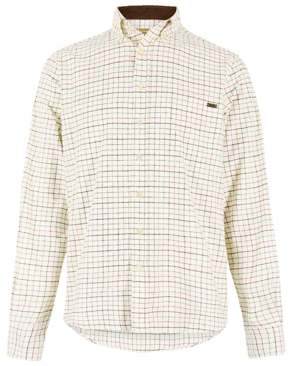 Elk Coloured Dubarry Mens Drumcar Tattersall Check Shirt on white background 