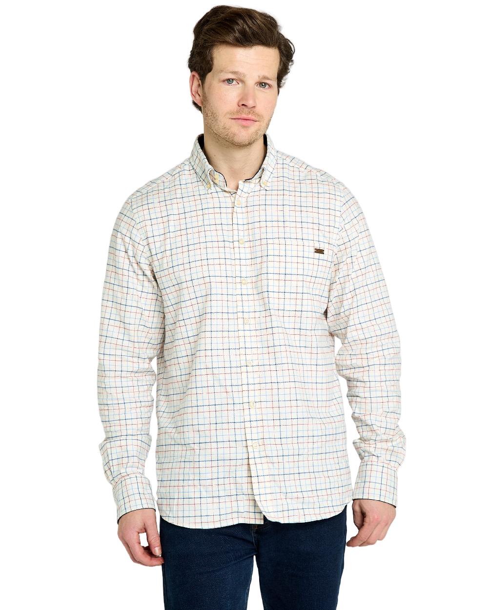 Indigo Coloured Dubarry Mens Drumcar Tattersall Check Shirt on white background 