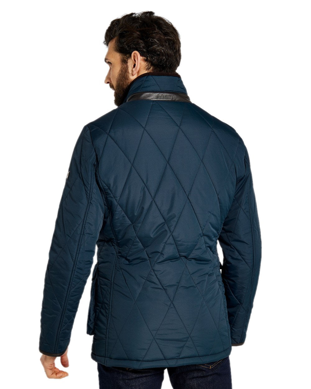 Navy Coloured Dubarry Mens Farmley Quilted Jacket on white background 