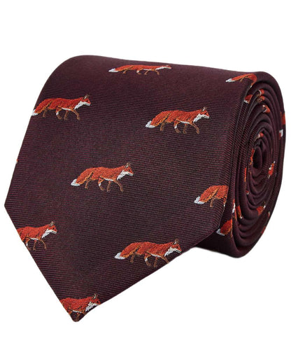 Merlot Coloured Dubarry Mens Kavanagh 100% Silk Woven Tie on white background 