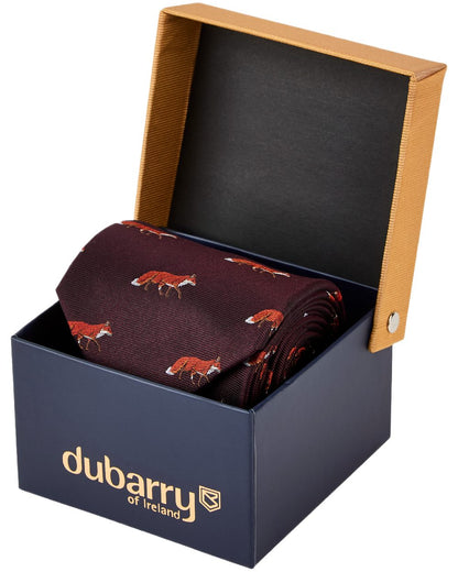 Merlot Coloured Dubarry Mens Kavanagh 100% Silk Woven Tie on white background 