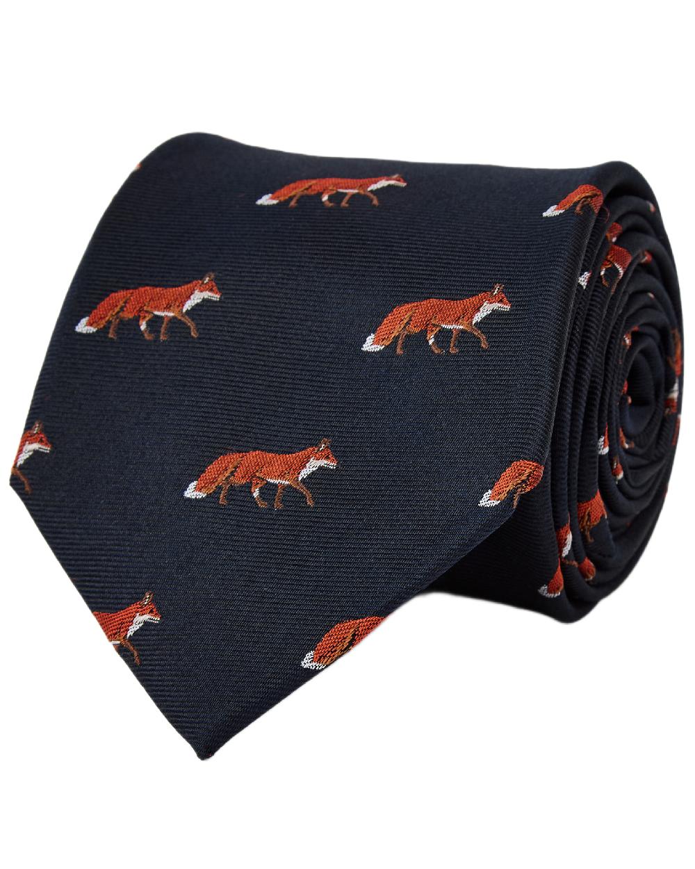 Navy Coloured Dubarry Mens Kavanagh 100% Silk Woven Tie on white background 