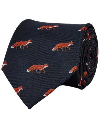 Navy Coloured Dubarry Mens Kavanagh 100% Silk Woven Tie on white background 