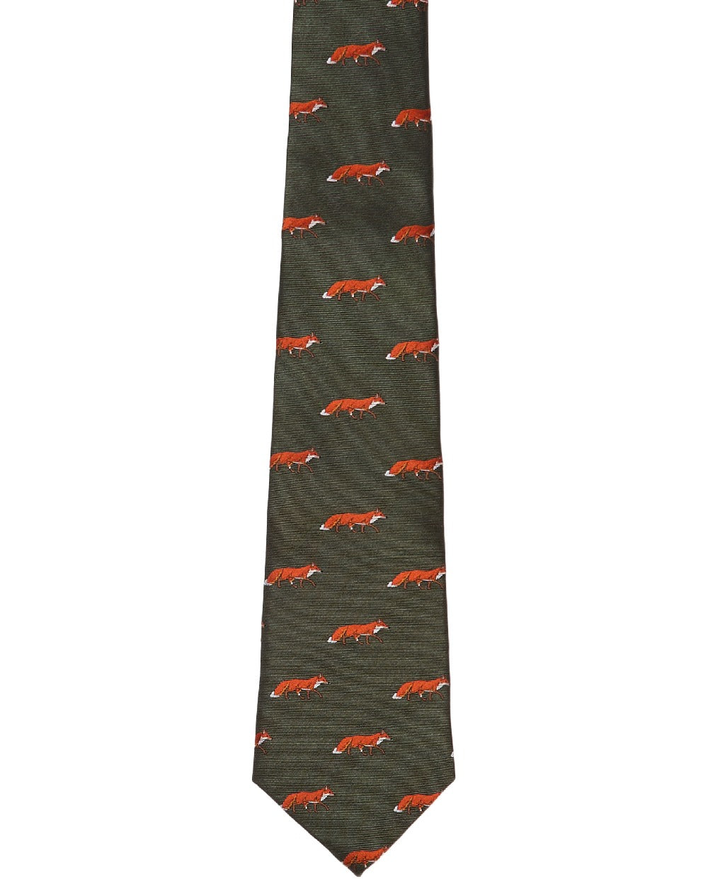 Olive Coloured Dubarry Mens Kavanagh 100% Silk Woven Tie on white background 