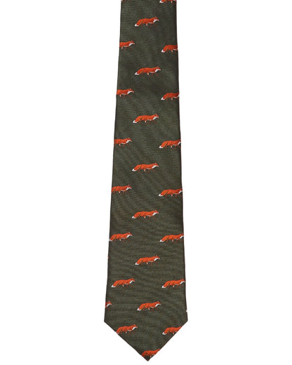 Olive Coloured Dubarry Mens Kavanagh 100% Silk Woven Tie on white background 