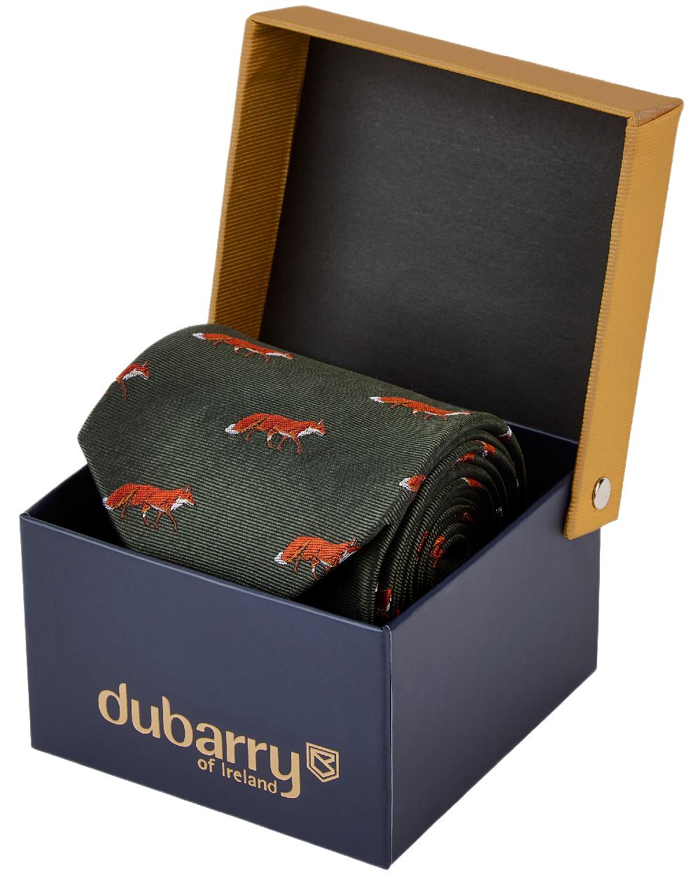 Olive Coloured Dubarry Mens Kavanagh 100% Silk Woven Tie on white background 