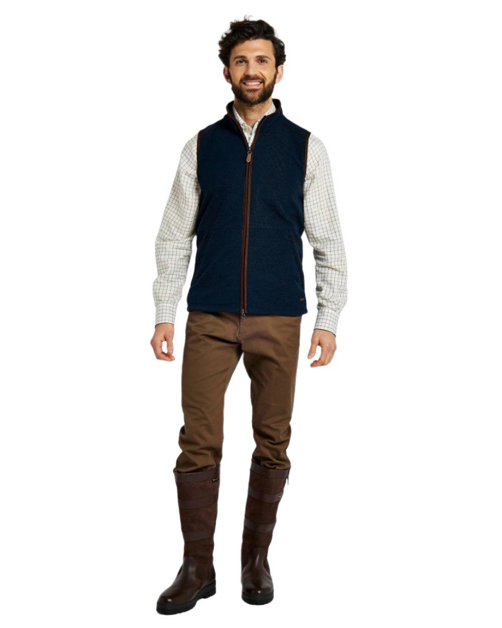 Navy Coloured Dubarry Mens Lifford Fleece Gilet on white background 