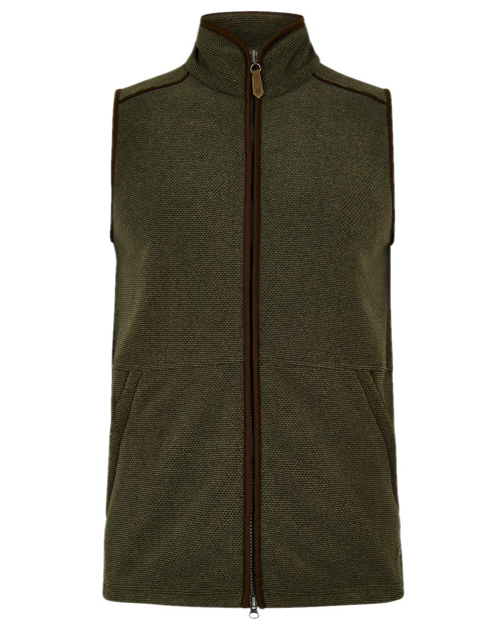 Olive Coloured Dubarry Mens Lifford Fleece Gilet on white background 