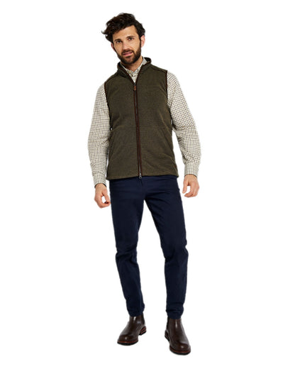 Olive Coloured Dubarry Mens Lifford Fleece Gilet on white background 