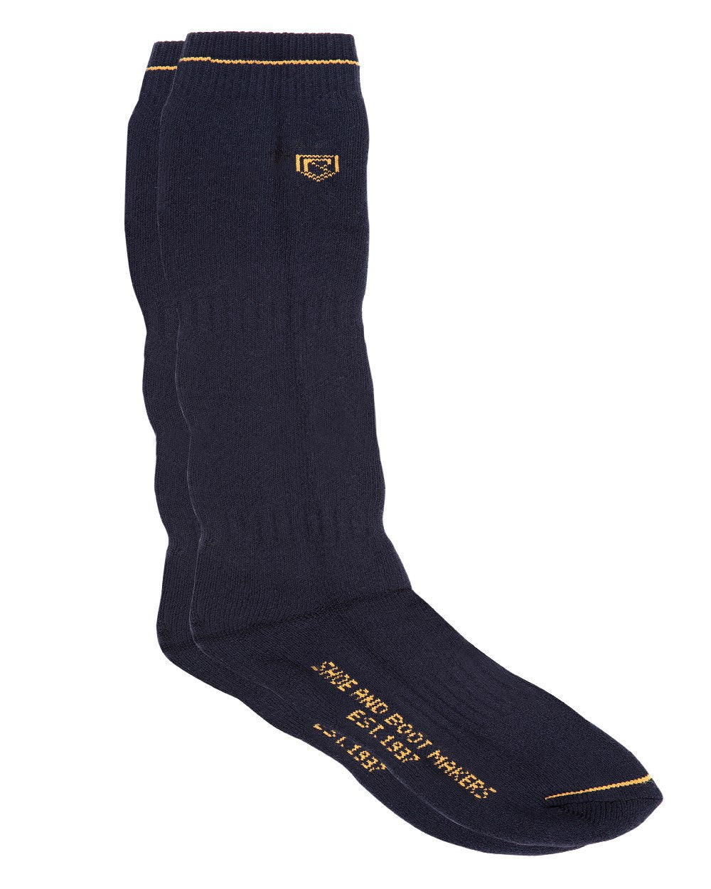 Navy coloured Dubarry Mens Long Boot Socks on white background 