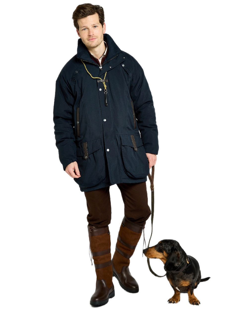 Navy Coloured Dubarry Mens Longacre Waterproof Jacket on white background 