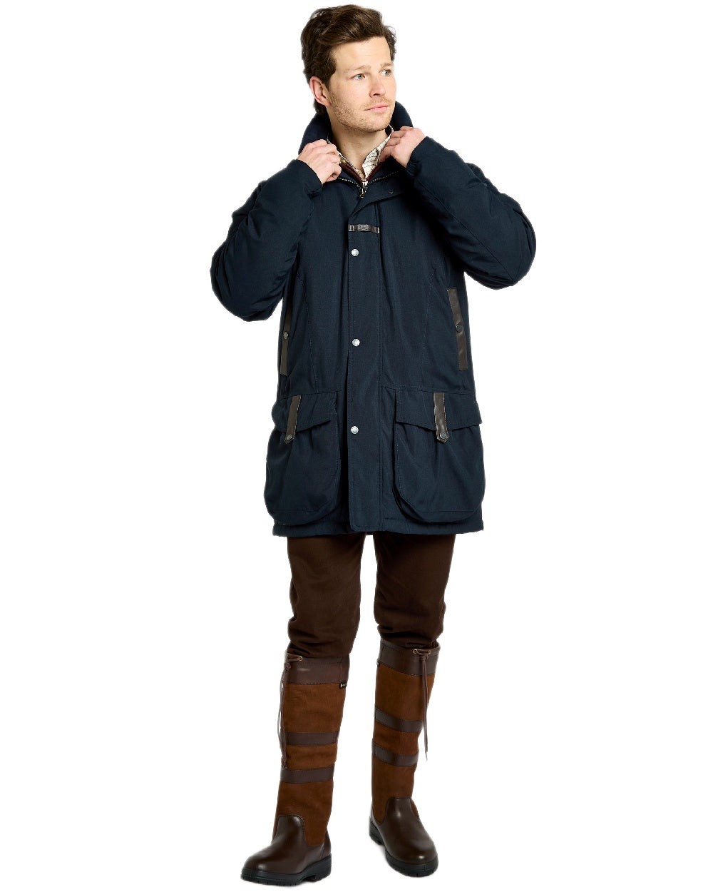 Navy Coloured Dubarry Mens Longacre Waterproof Jacket on white background 