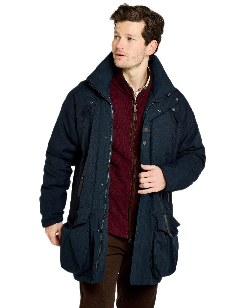 Navy Coloured Dubarry Mens Longacre Waterproof Jacket on white background 