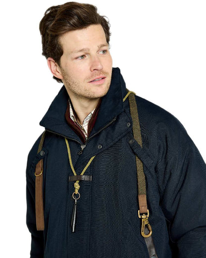 Navy Coloured Dubarry Mens Longacre Waterproof Jacket on white background 