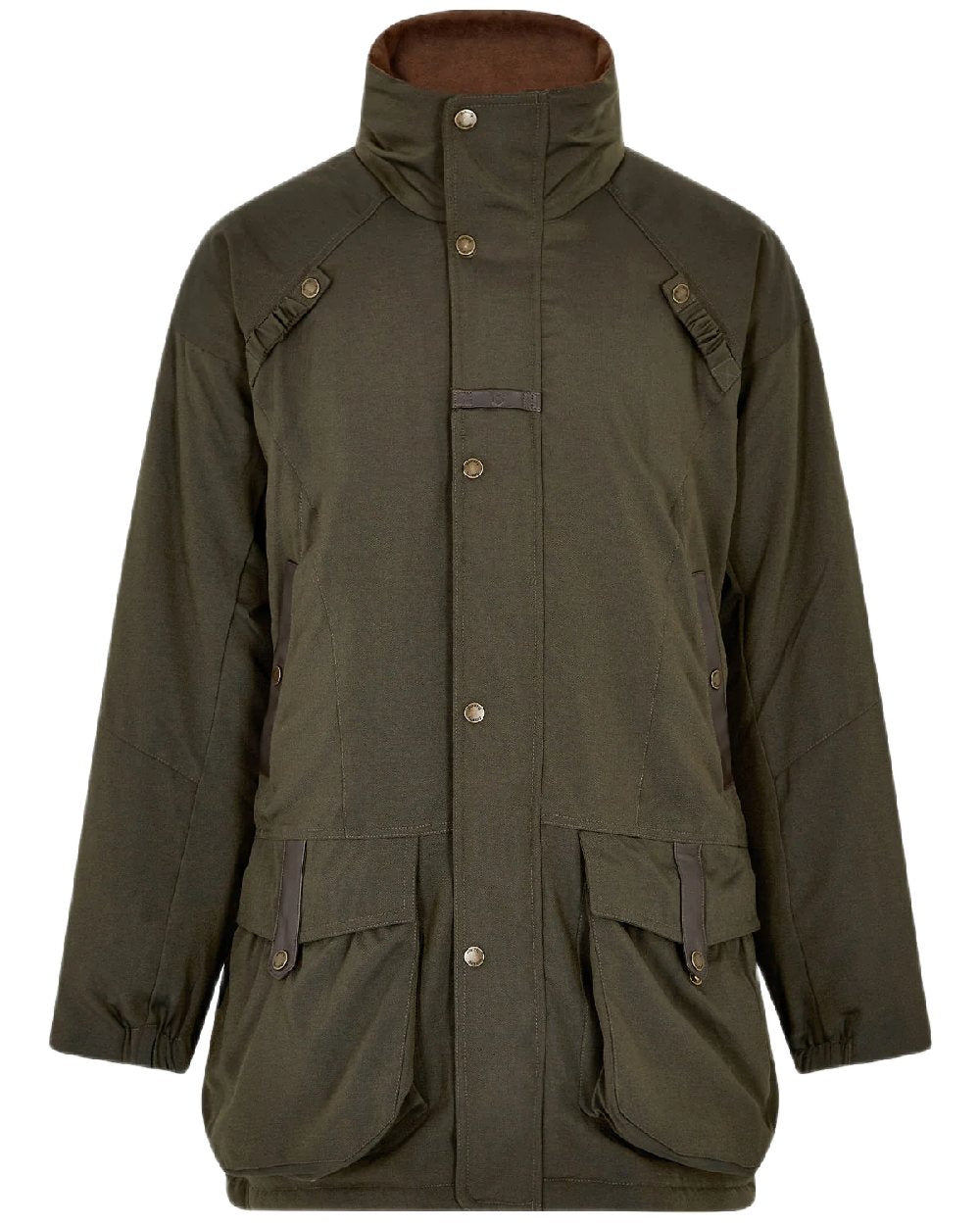 Olive Coloured Dubarry Mens Longacre Waterproof Jacket on white background 
