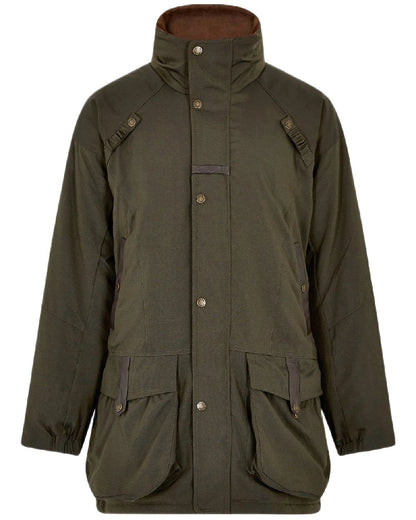 Olive Coloured Dubarry Mens Longacre Waterproof Jacket on white background 