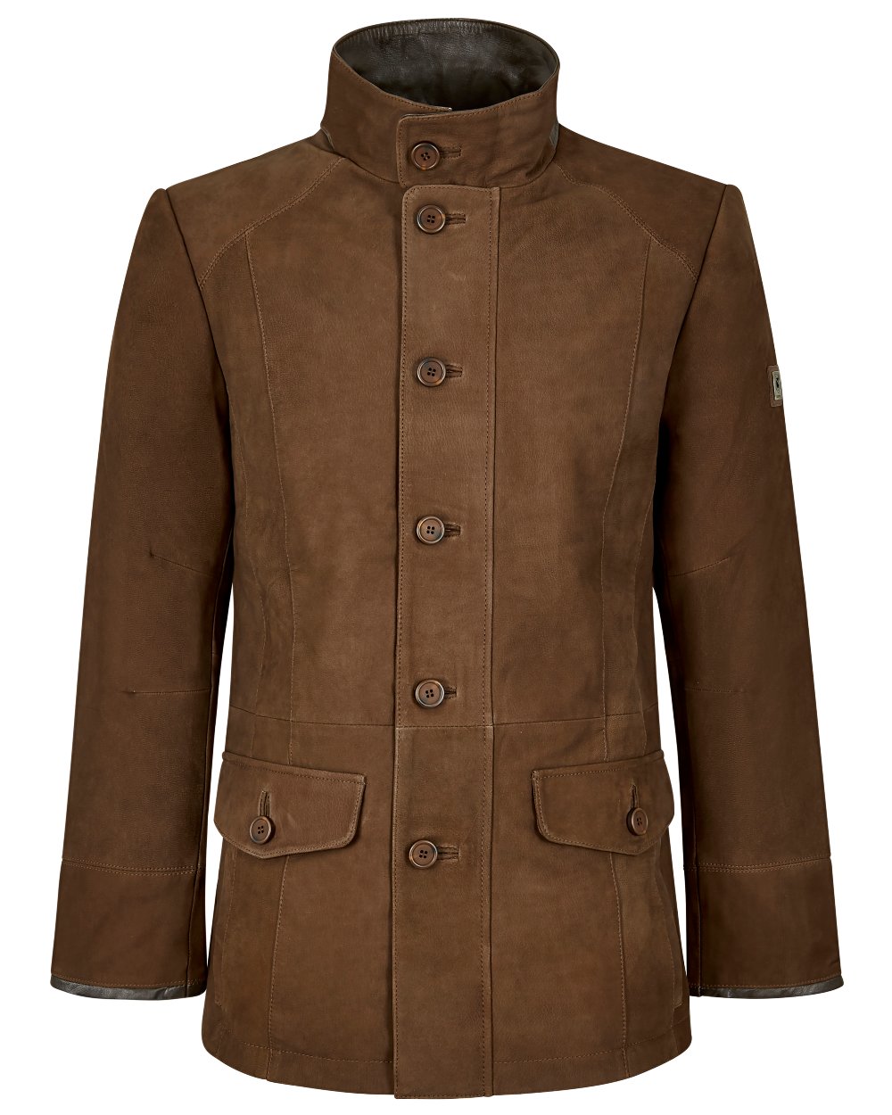Walnut coloured Dubarry Mens Moore Leather Jacket on white background 