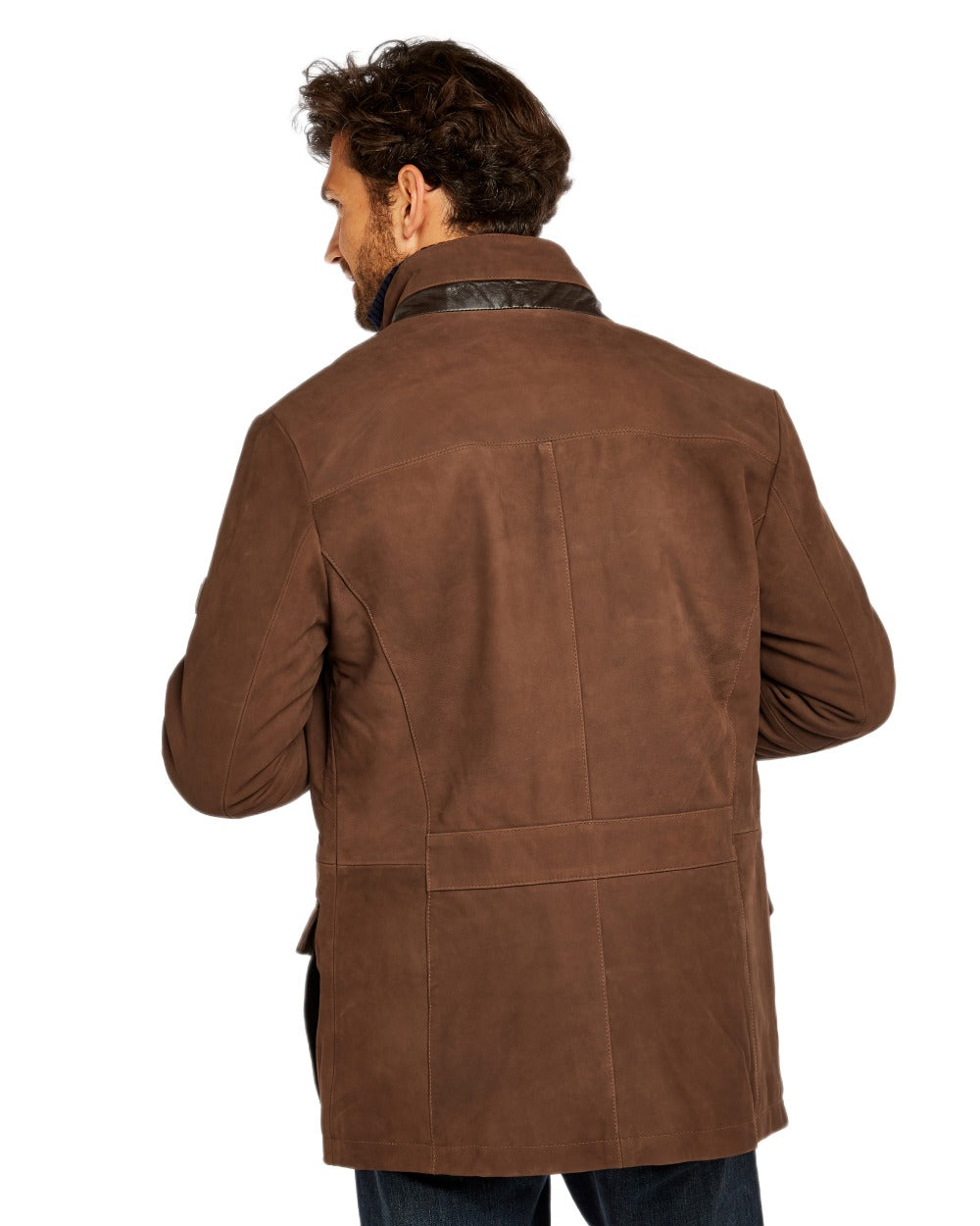 Walnut coloured Dubarry Mens Moore Leather Jacket on white background 