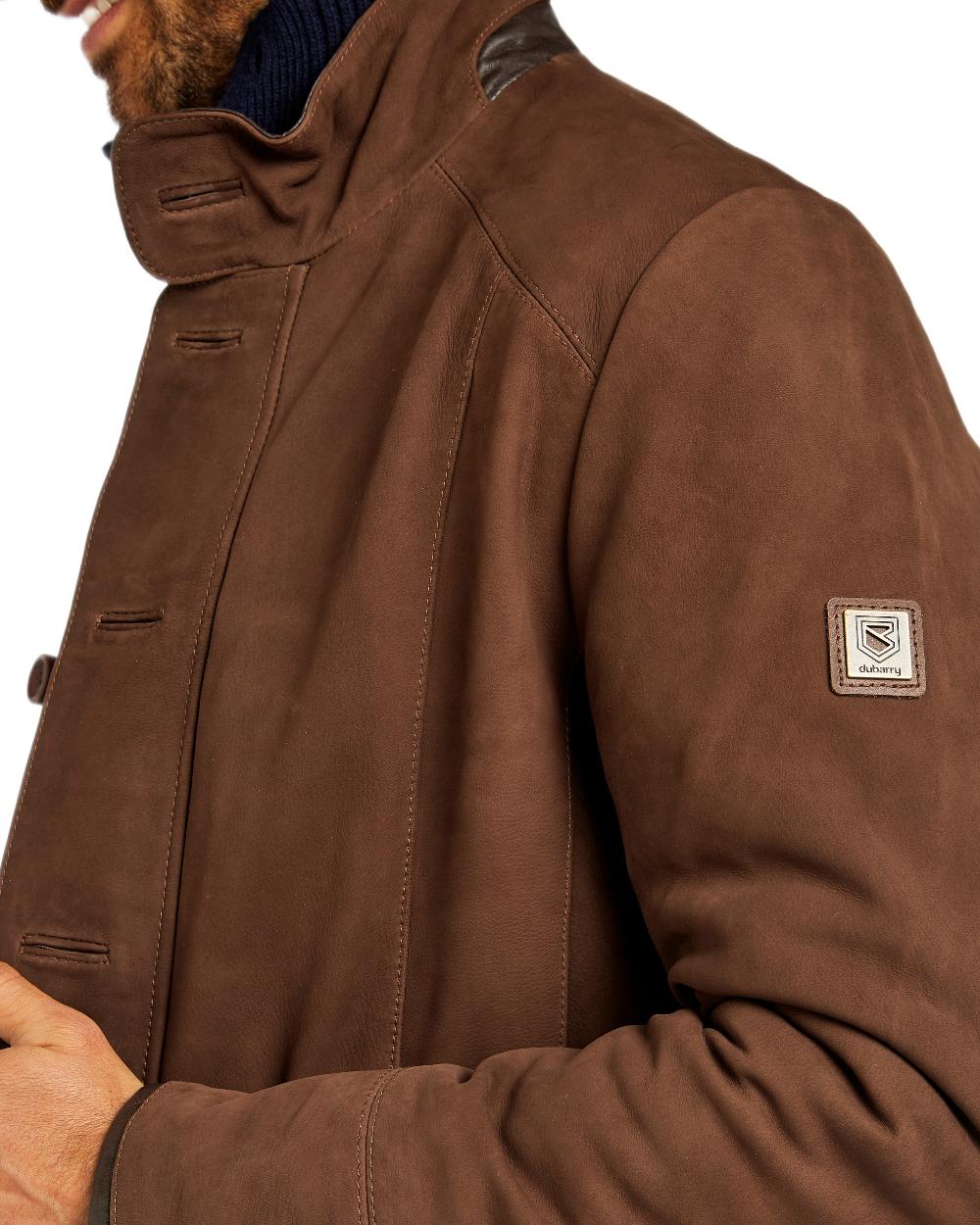 Walnut coloured Dubarry Mens Moore Leather Jacket on white background 